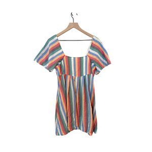 Madewell Festival Stripe Square Neck Mini Dress Size S **Flawed**